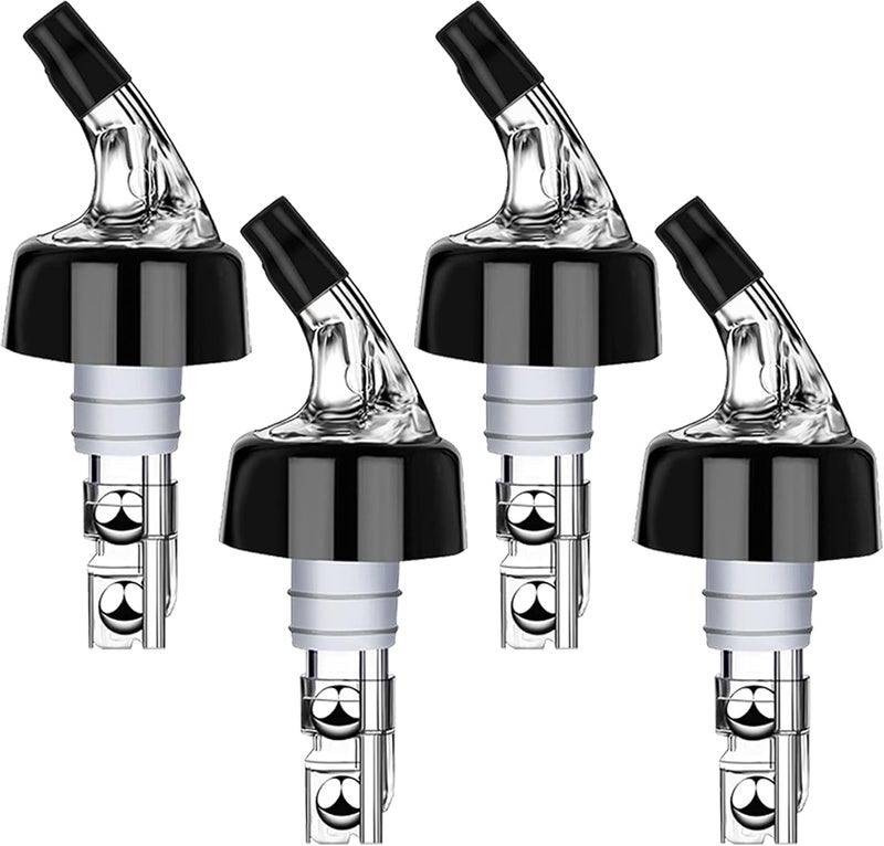 NFFIBDH Automatic Measured Bottle Pourer - Quick Shot Spirit Liquor Pour Spouts with Dust Caps for Wine Cocktail Beverages - Ideal Home Bar Tools 1 oz / 30ml (Clear, 4 Pack) - Image 1
